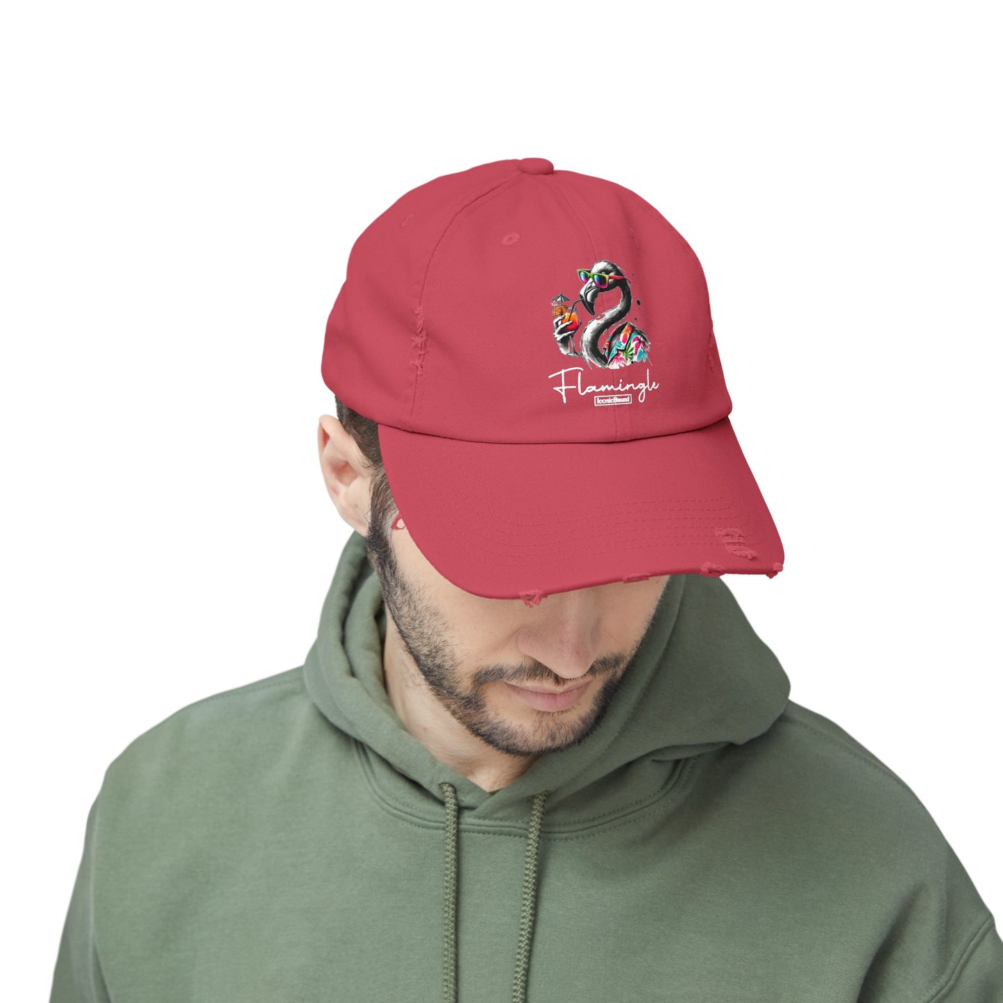 Flamingle Summer Vibes Distressed Cotton Twill Cap