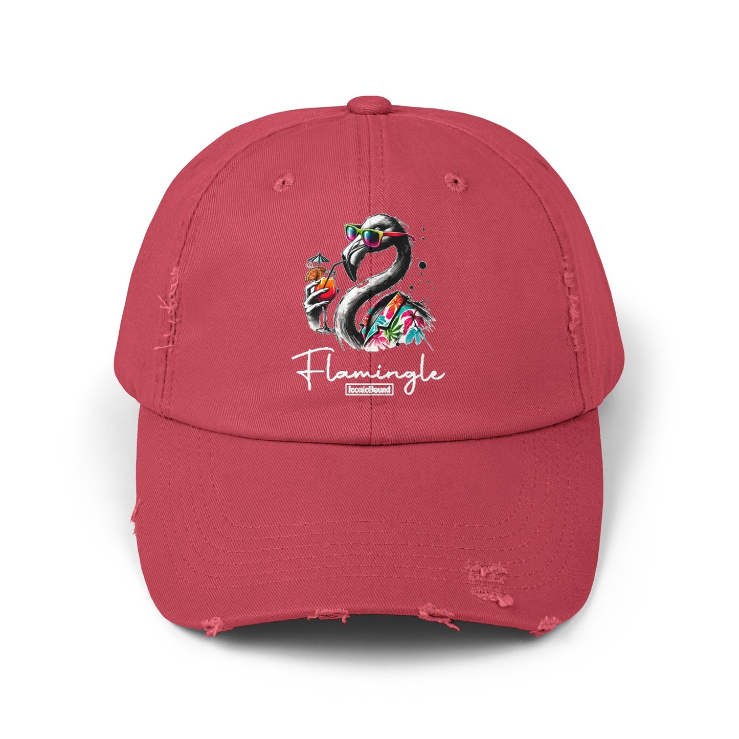 Flamingle Summer Vibes Distressed Cotton Twill Cap