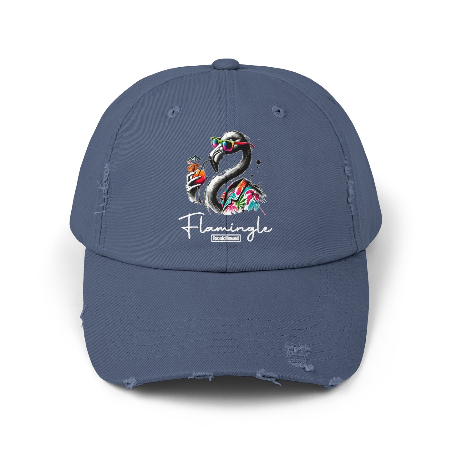 Flamingle Summer Vibes Distressed Cotton Twill Cap