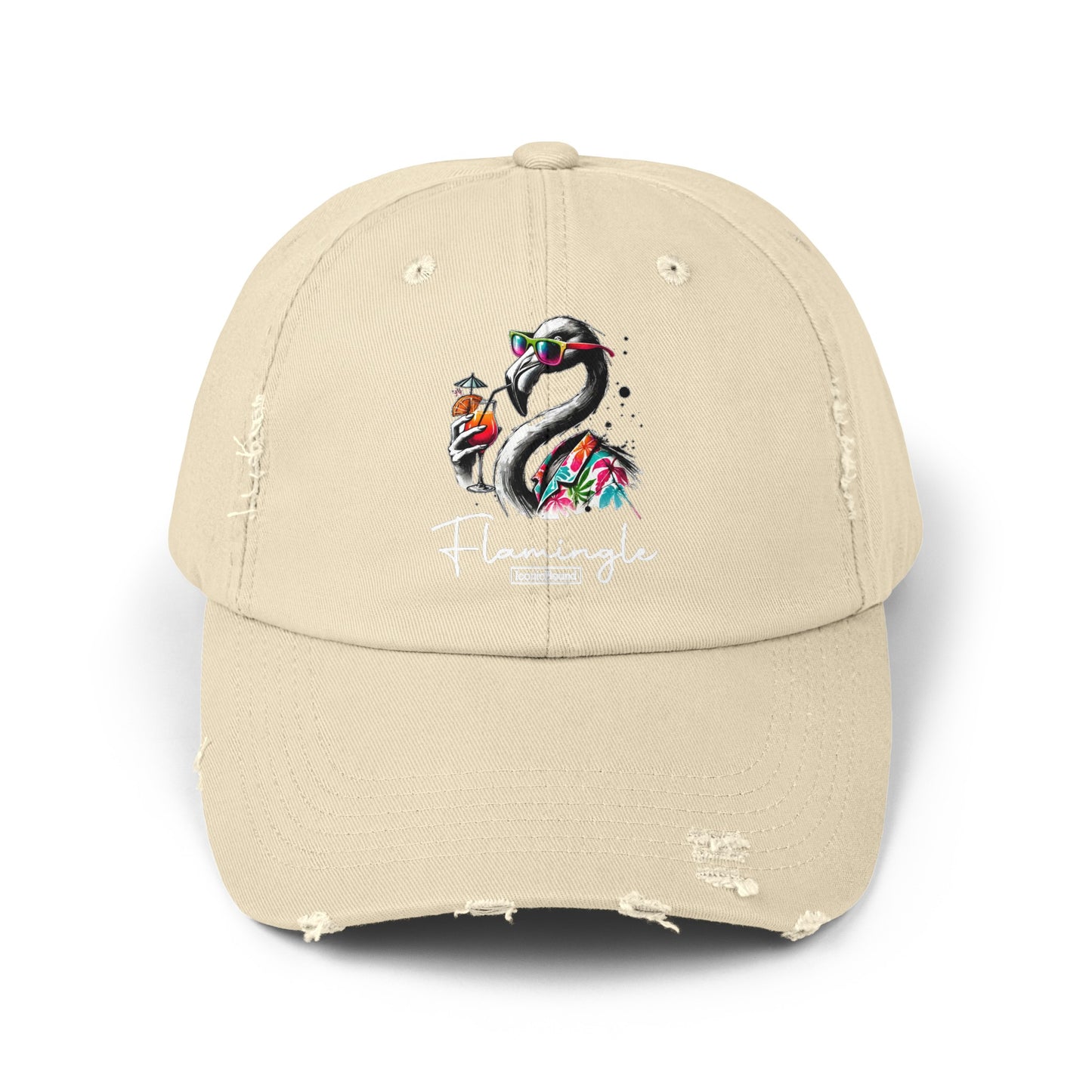 Flamingle Summer Vibes Distressed Cotton Twill Cap