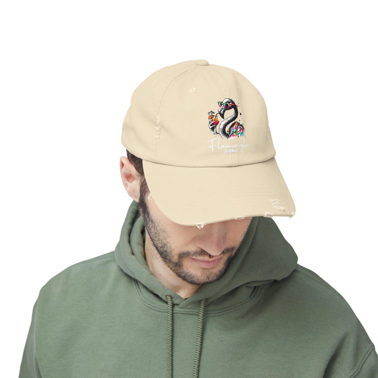 Flamingle Summer Vibes Distressed Cotton Twill Cap